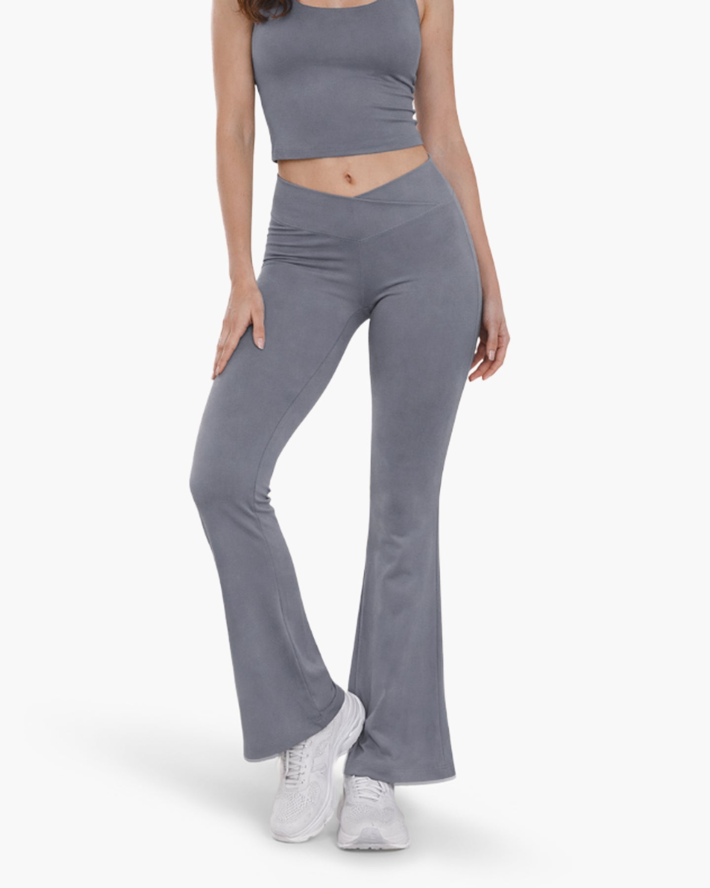 EveryMove™ V Waist Flared Leggings | Stone Grey